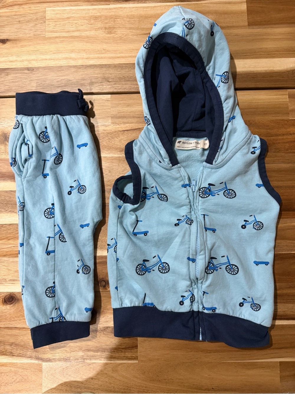 Monica + Andy Set with bicycle print size 2T